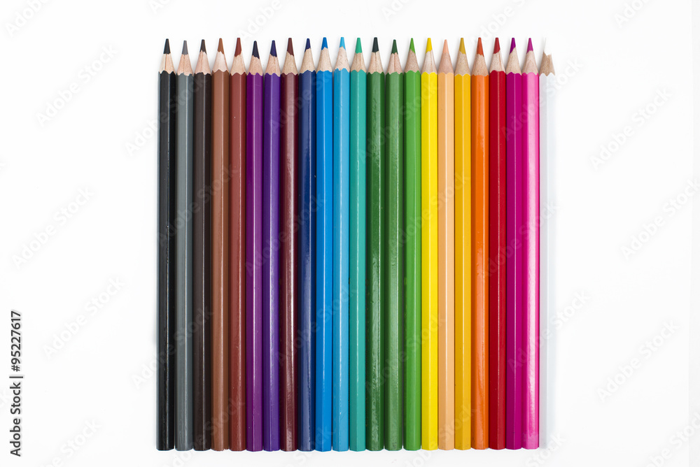 Group of colored pencils on white background Group of colored pencils on white background