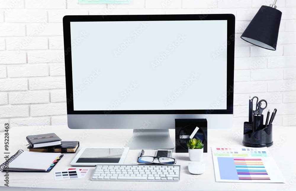 Working place of designer, close-up Working place of designer, close-up
