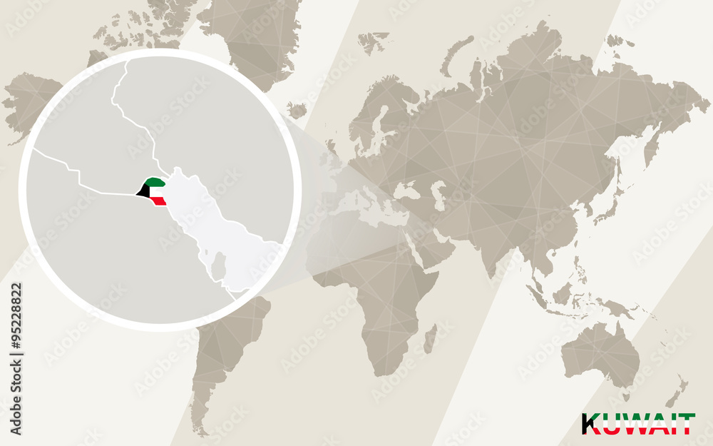 Zoom On Kuwait Map And Flag World Map Stock Vector Adobe Stock 1000 F 95228822 