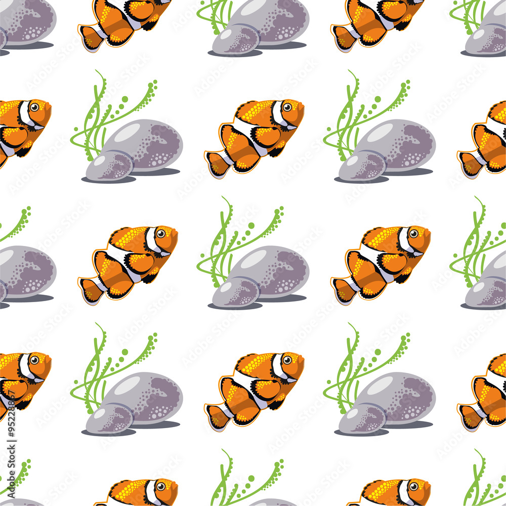Seamless pattern with tropical fish