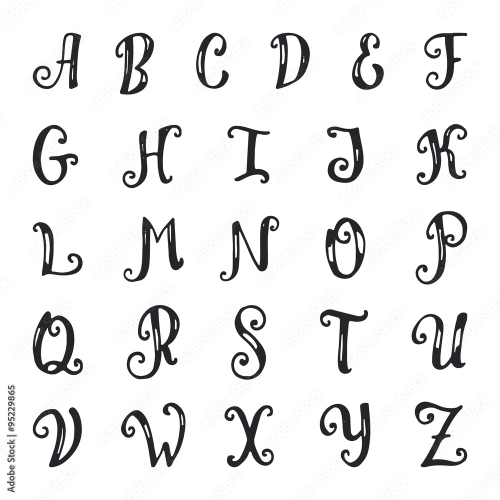 Hand drawn vector alphabet. Hand drawn vector alphabet.