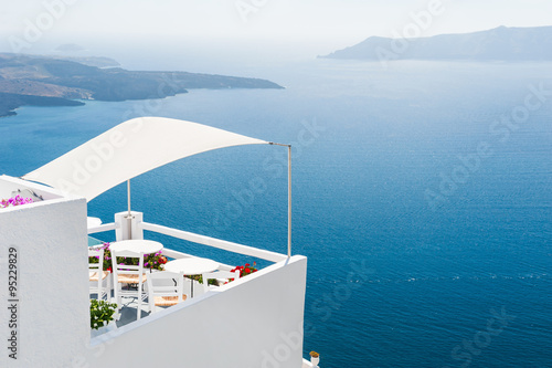 White architecture on Santorini island, Greece.