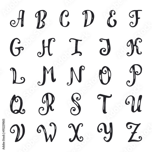 Hand drawn vector alphabet.