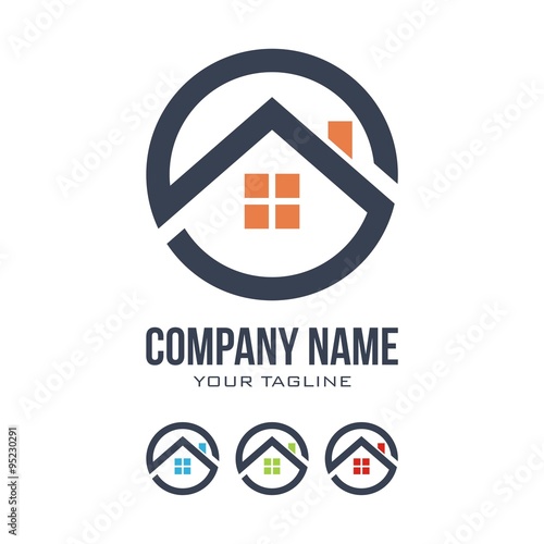 Home And Real Estate Circle Logo Design. Vector Illustration an a white Background	