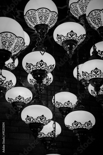 Black and White turkish lamps photo