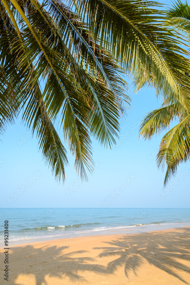 Tropical beach with coconut palm at summer time