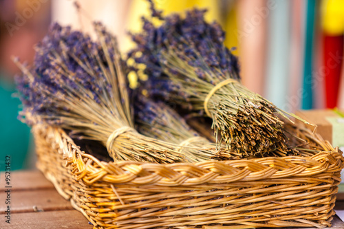 Lavender bunches selling in an outdoor french market