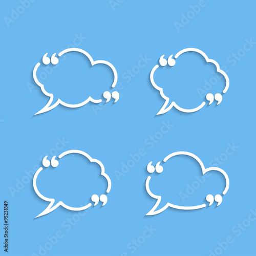 Quote outline cloud speech bubbles set