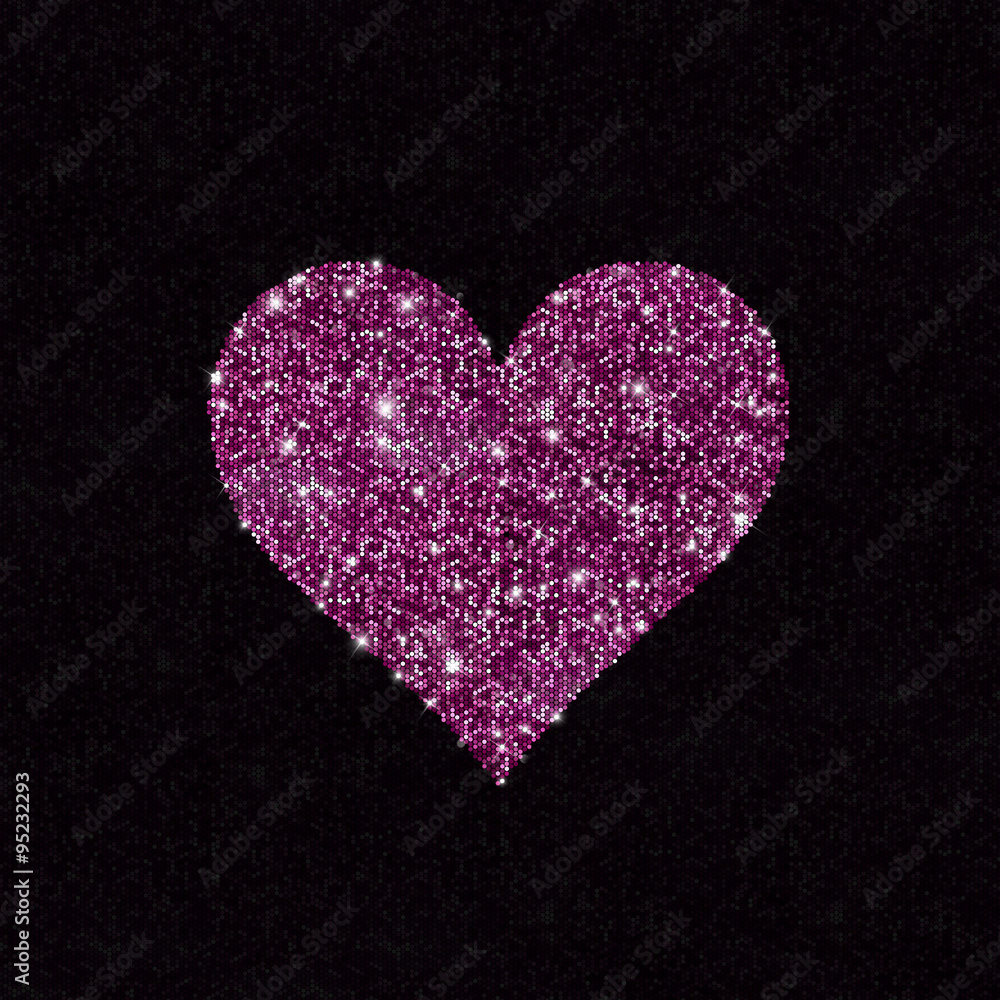 Sparkling heart shape of sequins Sparkling heart shape of sequins