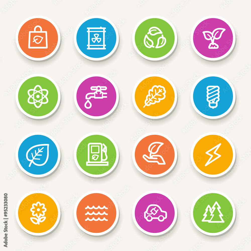 Green ecology web icons set Green ecology web icons set