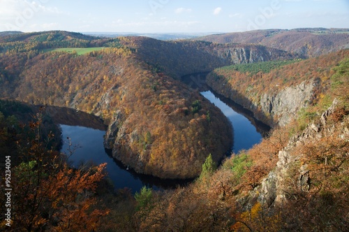 Horseshoe river Vltava near Stechovice from view Maj in central Bohemia, Czech republic.