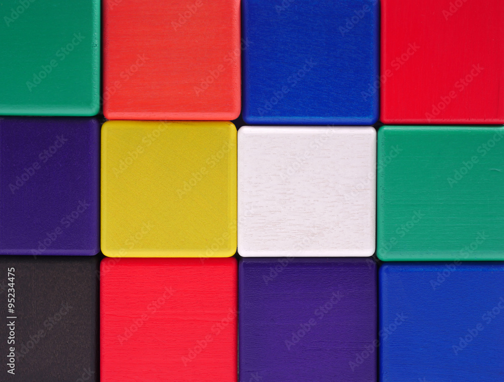 Colorful wood block toy background.