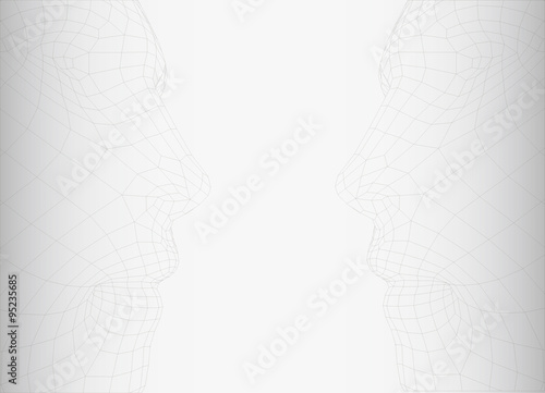 conceptual 3D wire frame human male head