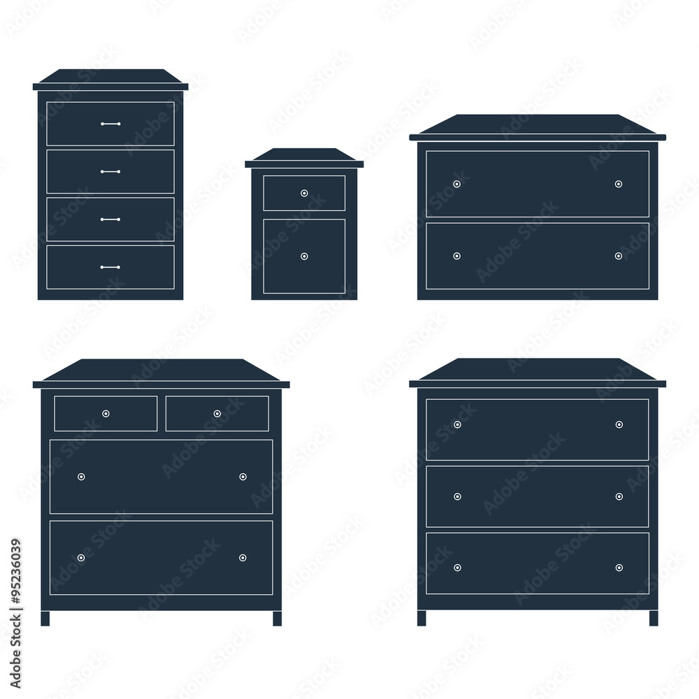 Dressers for clothes. Dark on white background Dressers for clothes. Dark on white background