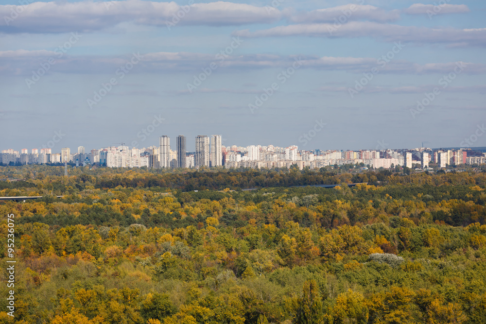 Cityscape of Kiyv on the left riverside of Dnipro