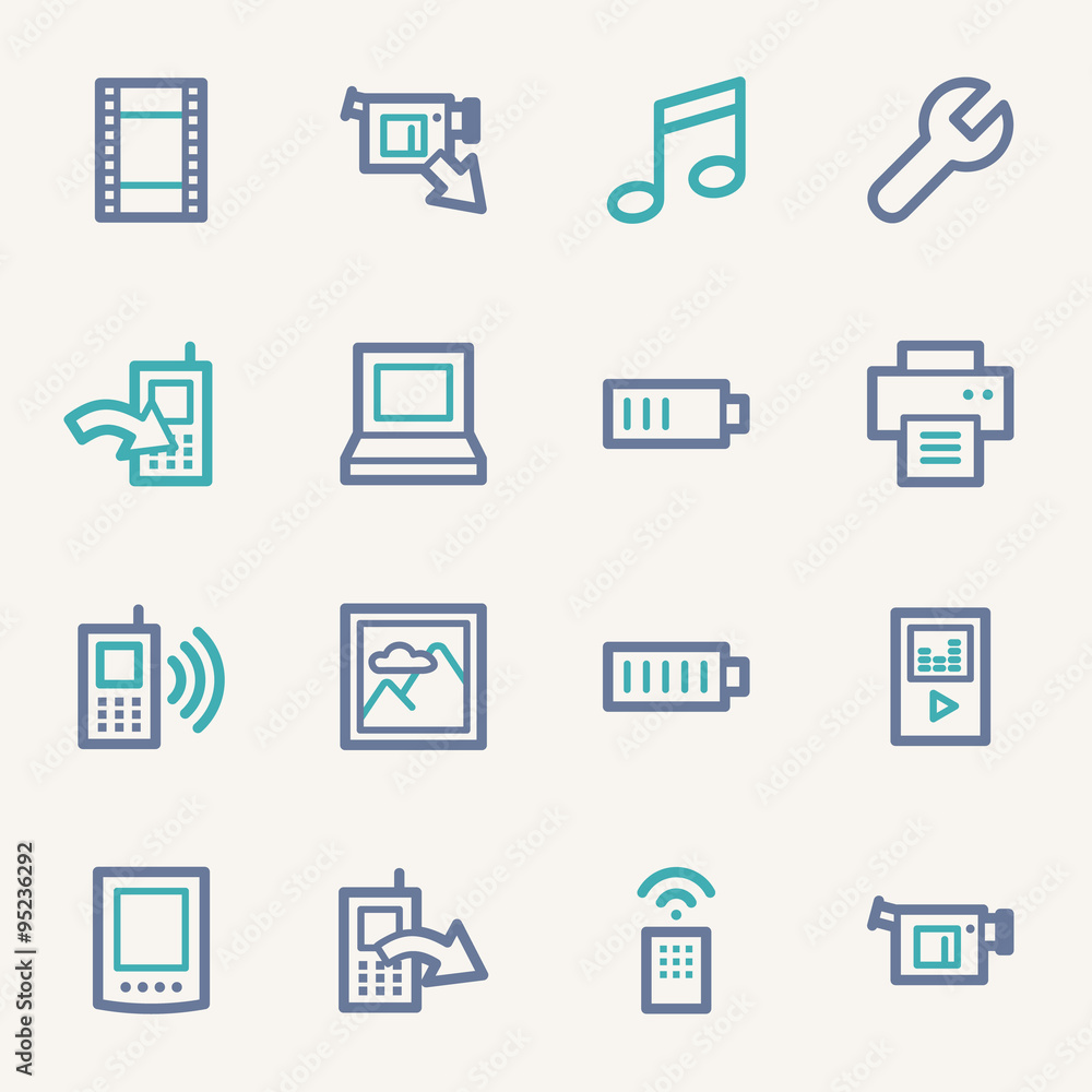Mobile content web icons set