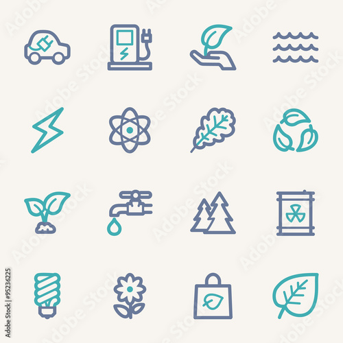 Green ecology web icons set