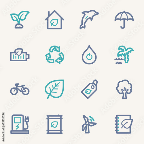 Green ecology web icons set