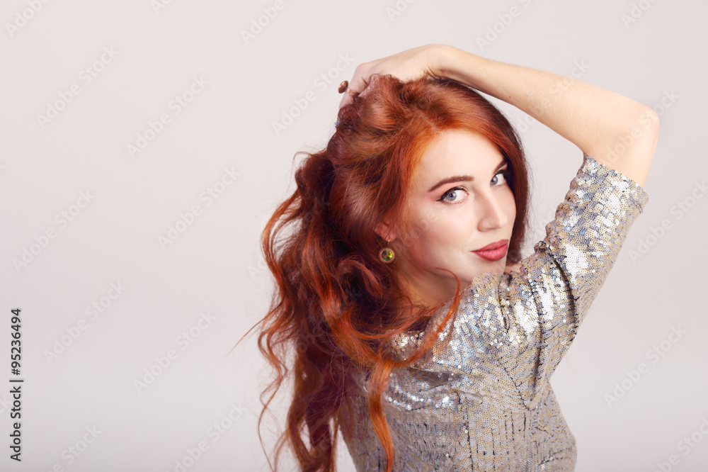 Close-up portrait of beautiful young girl with red hair Close-up portrait of beautiful young girl with red hair