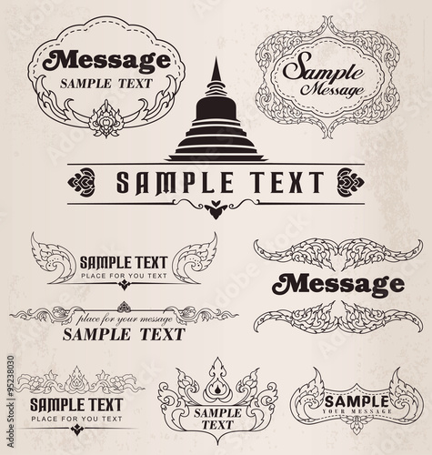 Thai art pattern vintage design elements and frames