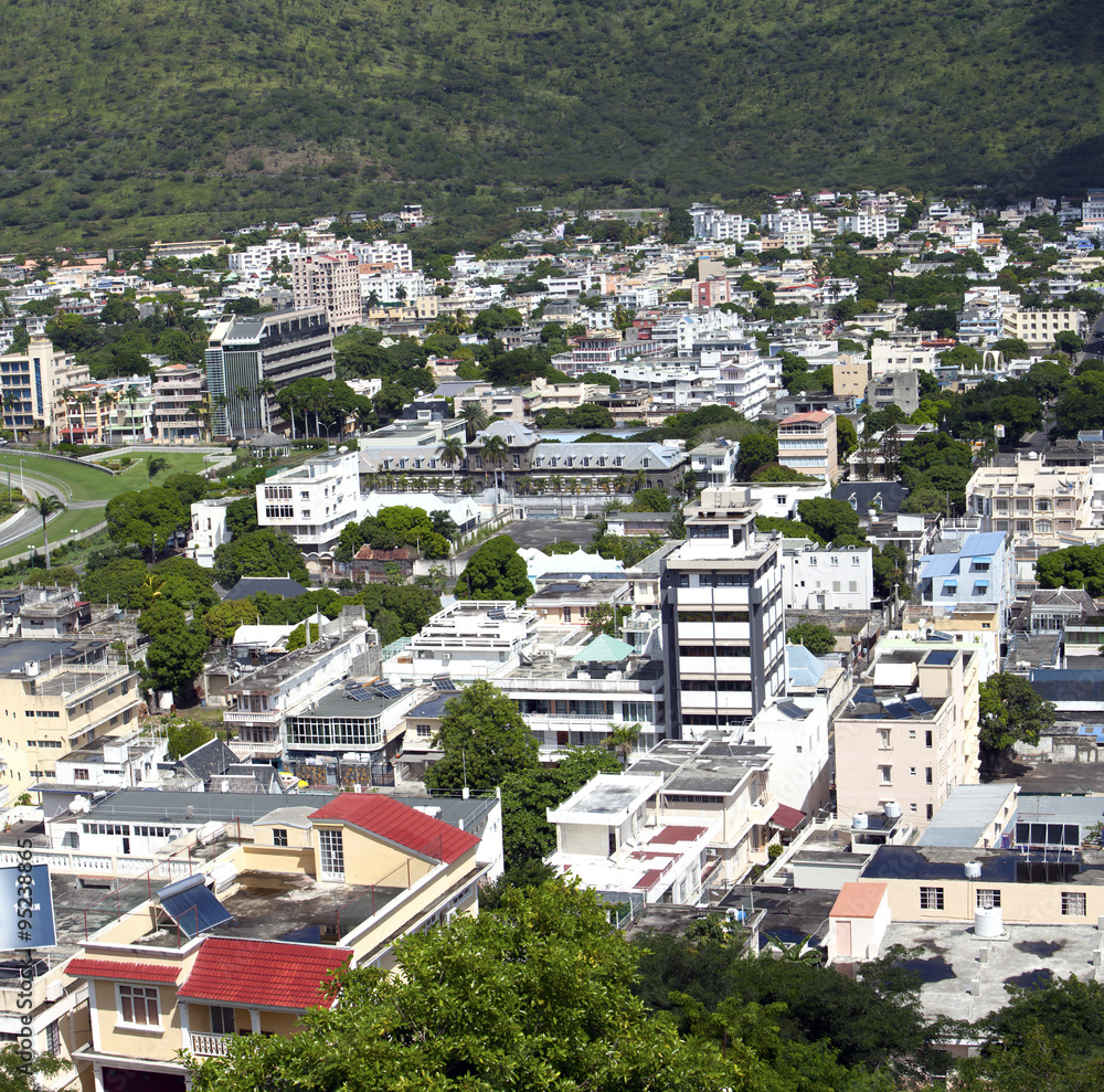 Observation deck in the Fort Adelaide on the Port-Louis- capital of Mauritius ..