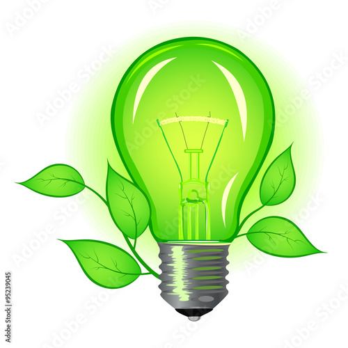 Incandescent lamp with green leaves