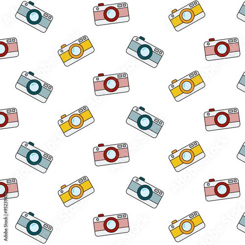 Retro camera pattern on whi...