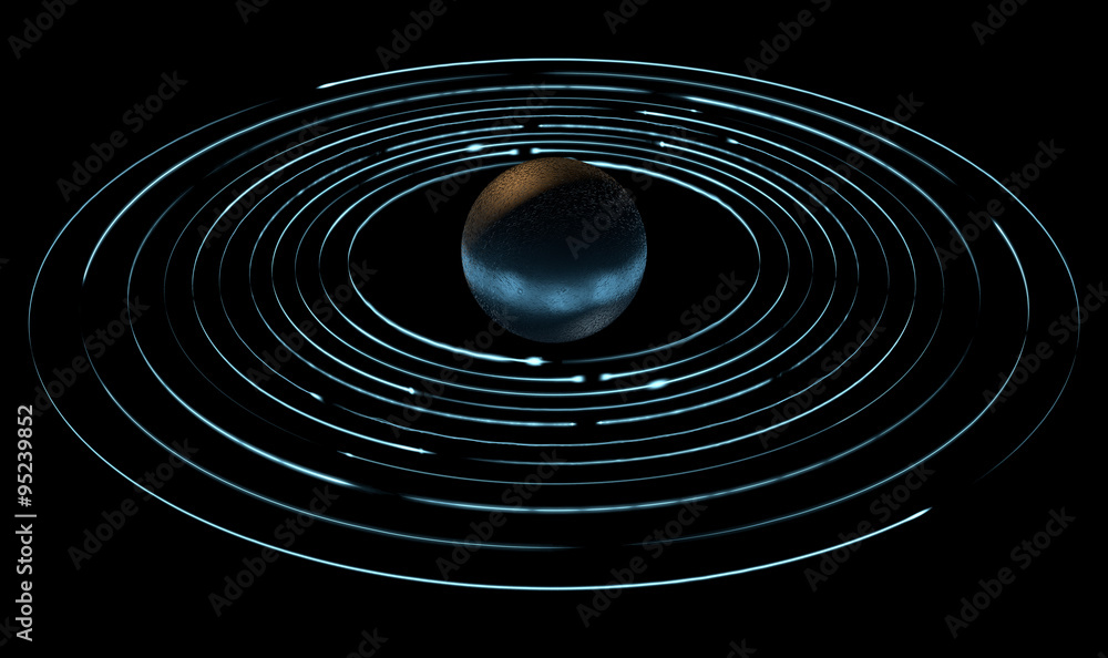 Orbiting Light Trails And Planet Orbiting Light Trails And Planet