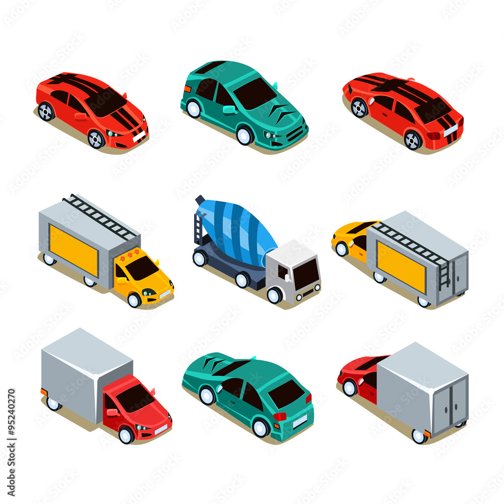Transport Icon Set. Flat 3d Isometric Transport Icon Set. Flat 3d Isometric