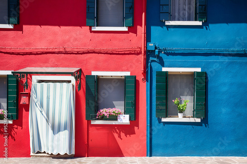 Colourful facade on Burano island, province of Venice