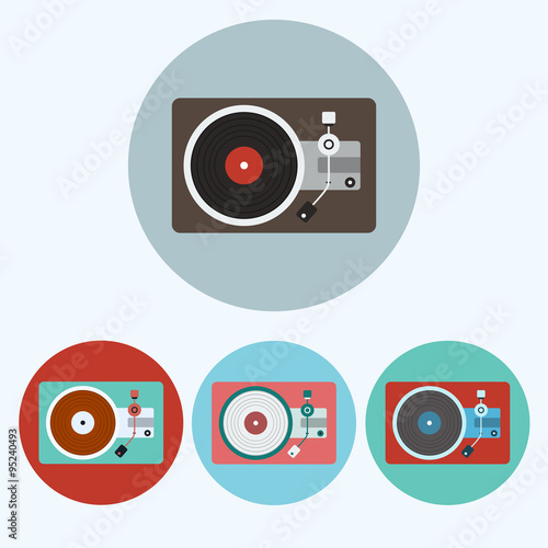 Record Player colorful icon set