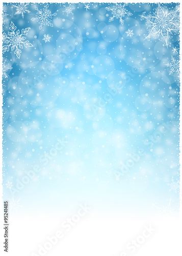 Christmas Winter Frame - Illustration. Vector illustration of Christmas Winter Background. Christmas White Blue - Empty Background Portrait.