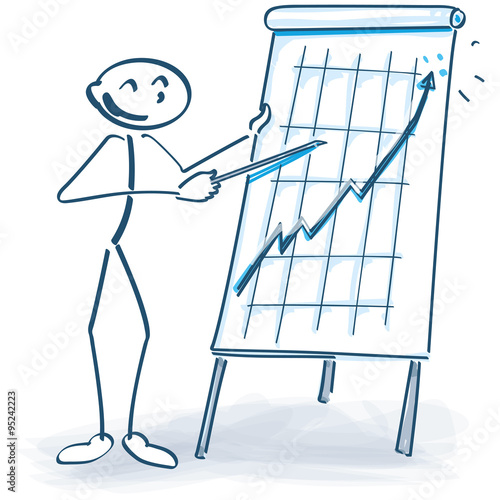 Strichmännchen mit Flipchart und es geht aufwärts