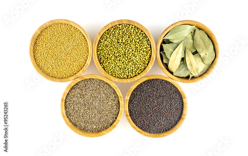 Collection of vegetarian spices and herbs on white