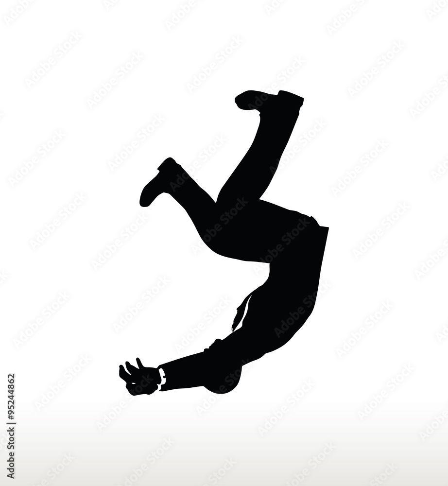 silhouette of businessman falling silhouette of businessman falling