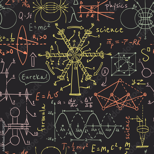Back to School: science lab objects. Doodle vintage sketches  style seamless pattern. Hand drawn vector illustration.