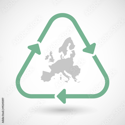 line art recycle sign vector icon with  a map of Europe photo