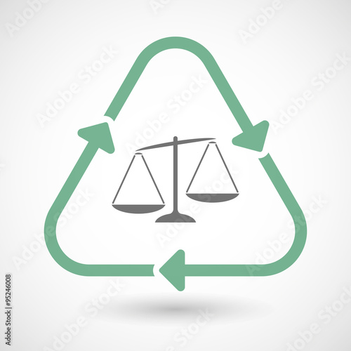 line art recycle sign vector icon with  an unbalanced weight sca