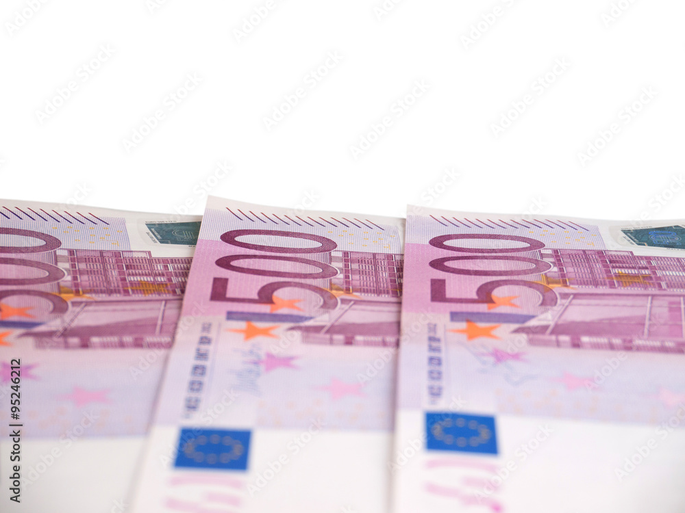 Five hundred euro banknotes isolated on white Five hundred euro banknotes isolated on white