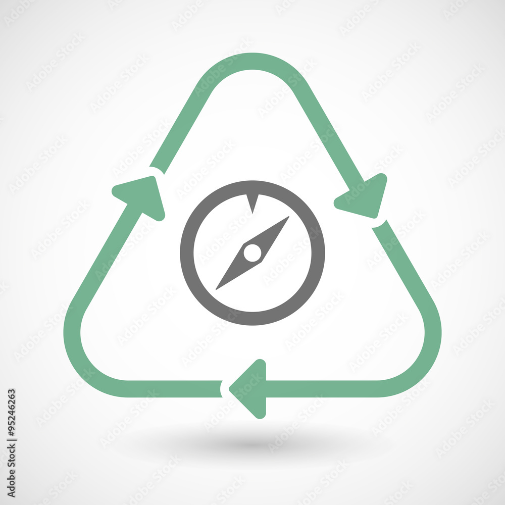 line art recycle sign vector icon with a compass line art recycle sign vector icon with a compass