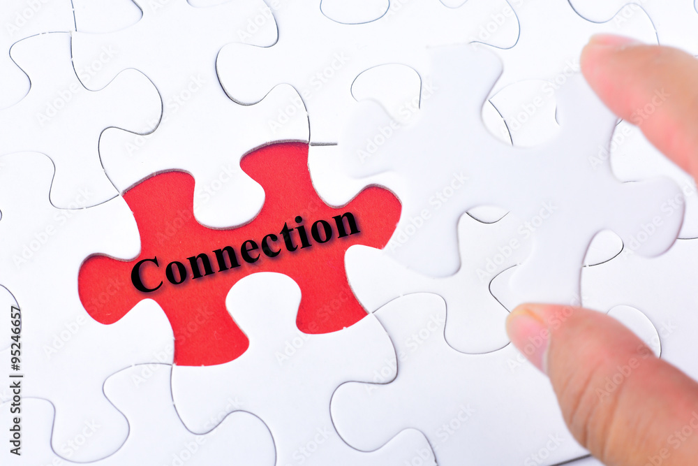 Fototapeta premium Missing jigsaw puzzle piece with word Connection