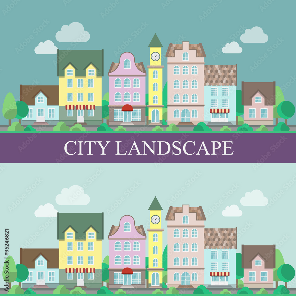 City landscape vector illustration.