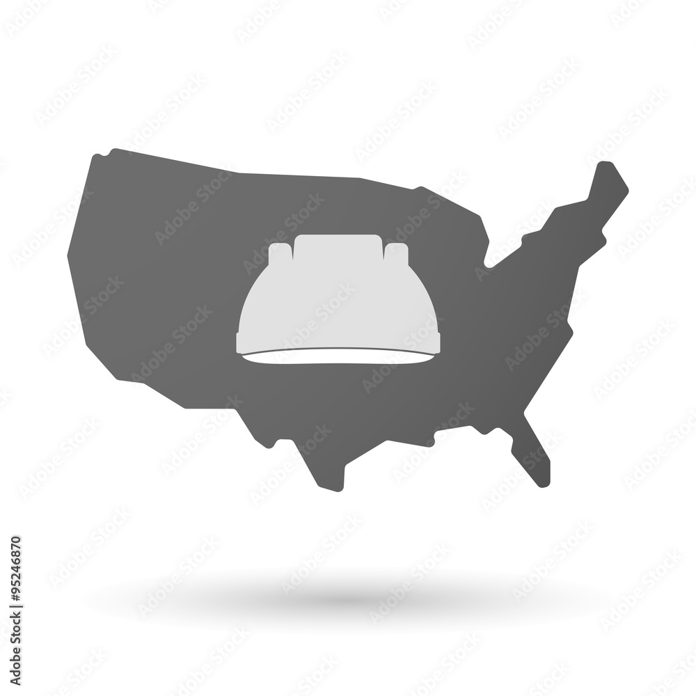isolated USA vector map icon with a work helmet isolated USA vector map icon with a work helmet