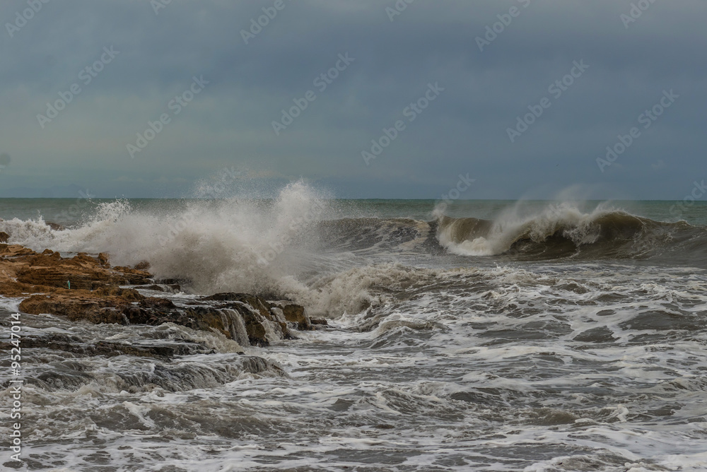 Storm on the Mediterranean Sea. Spain. 
