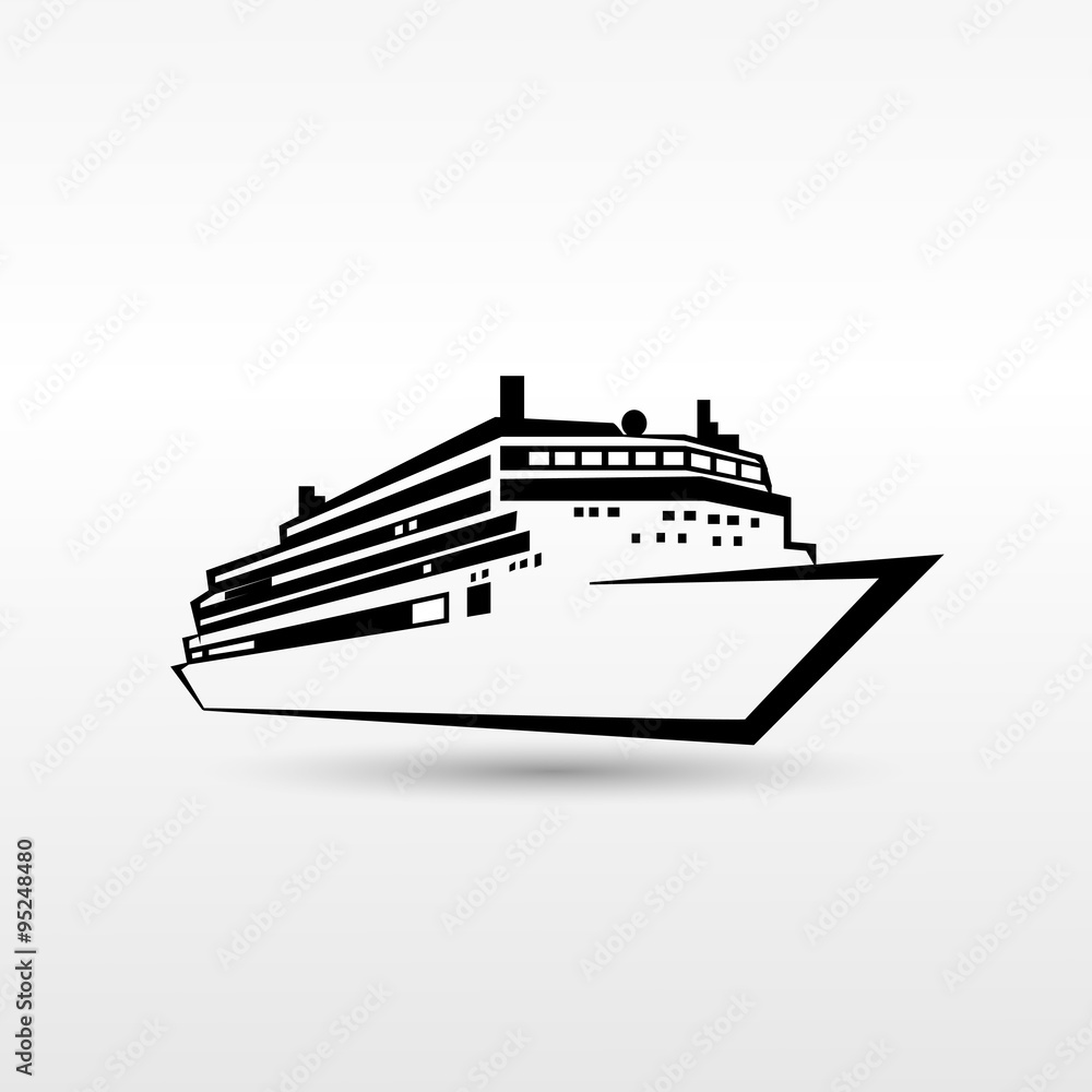 Cruise Ship Logo Black Icon Vector