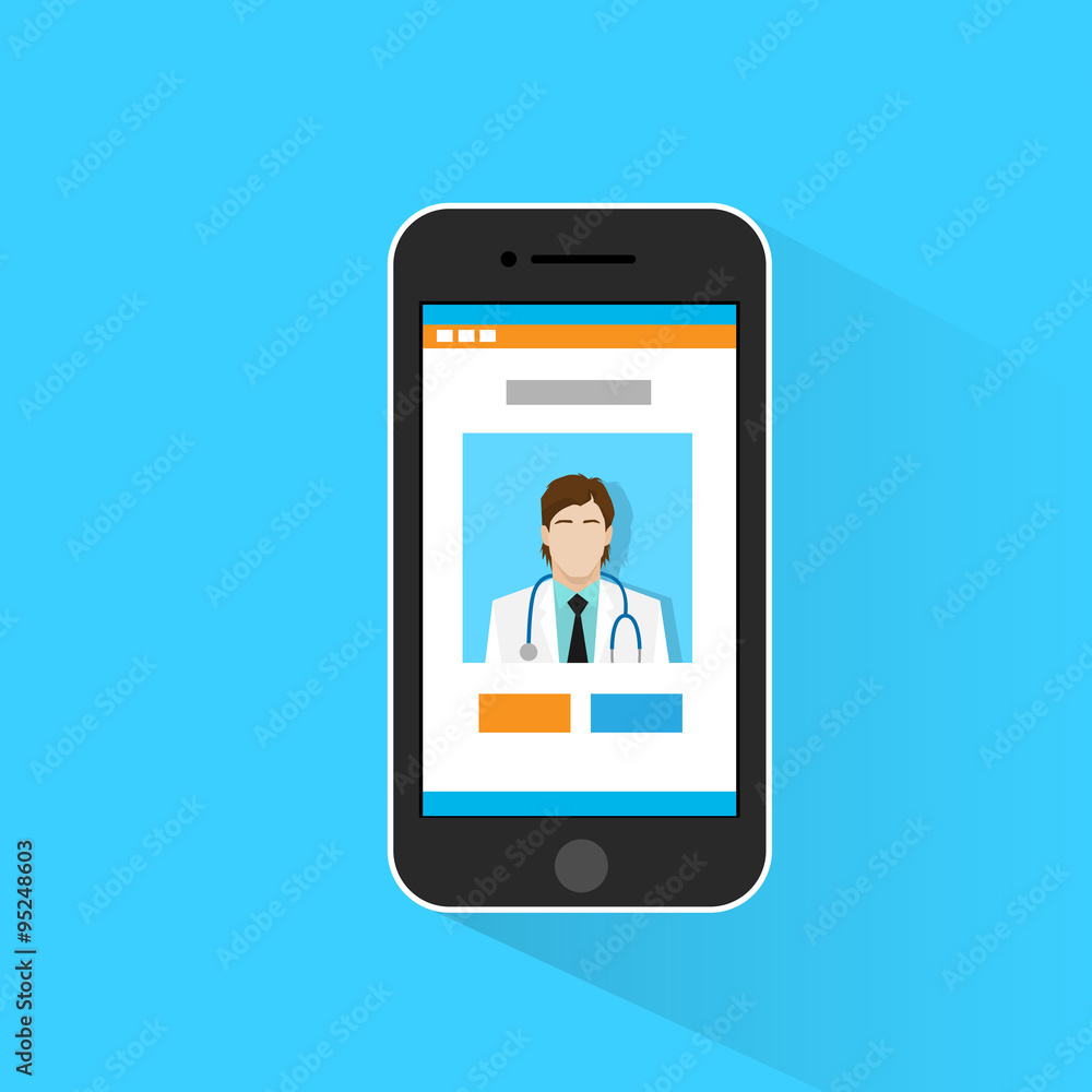 Medical Doctor Smart Phone Application Flat Vector Medical Doctor Smart Phone Application Flat Vector