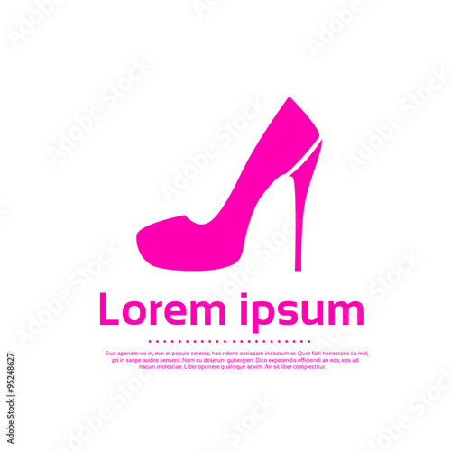 High Heel Women Shoes Pink Icon Logo Vector