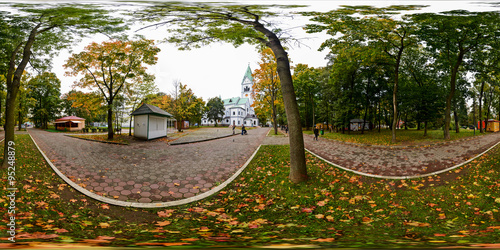 Spherical panorama of the Central park in Kaliningrad (Konigsber