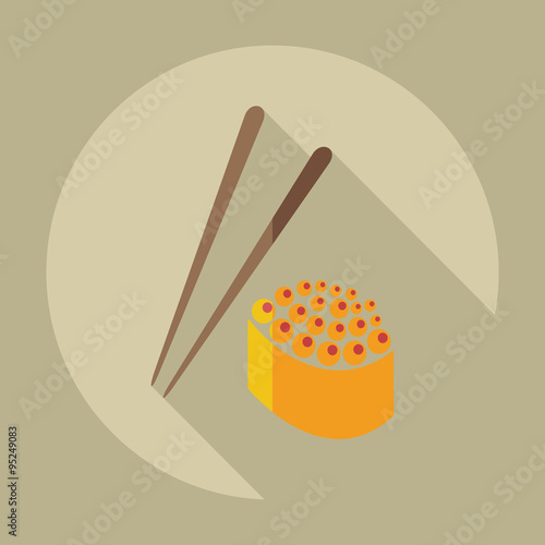 Flat modern design with shadow icons Japanese sushi