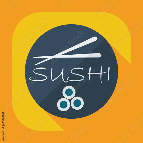 Flat modern design with shadow icons Japanese sushi